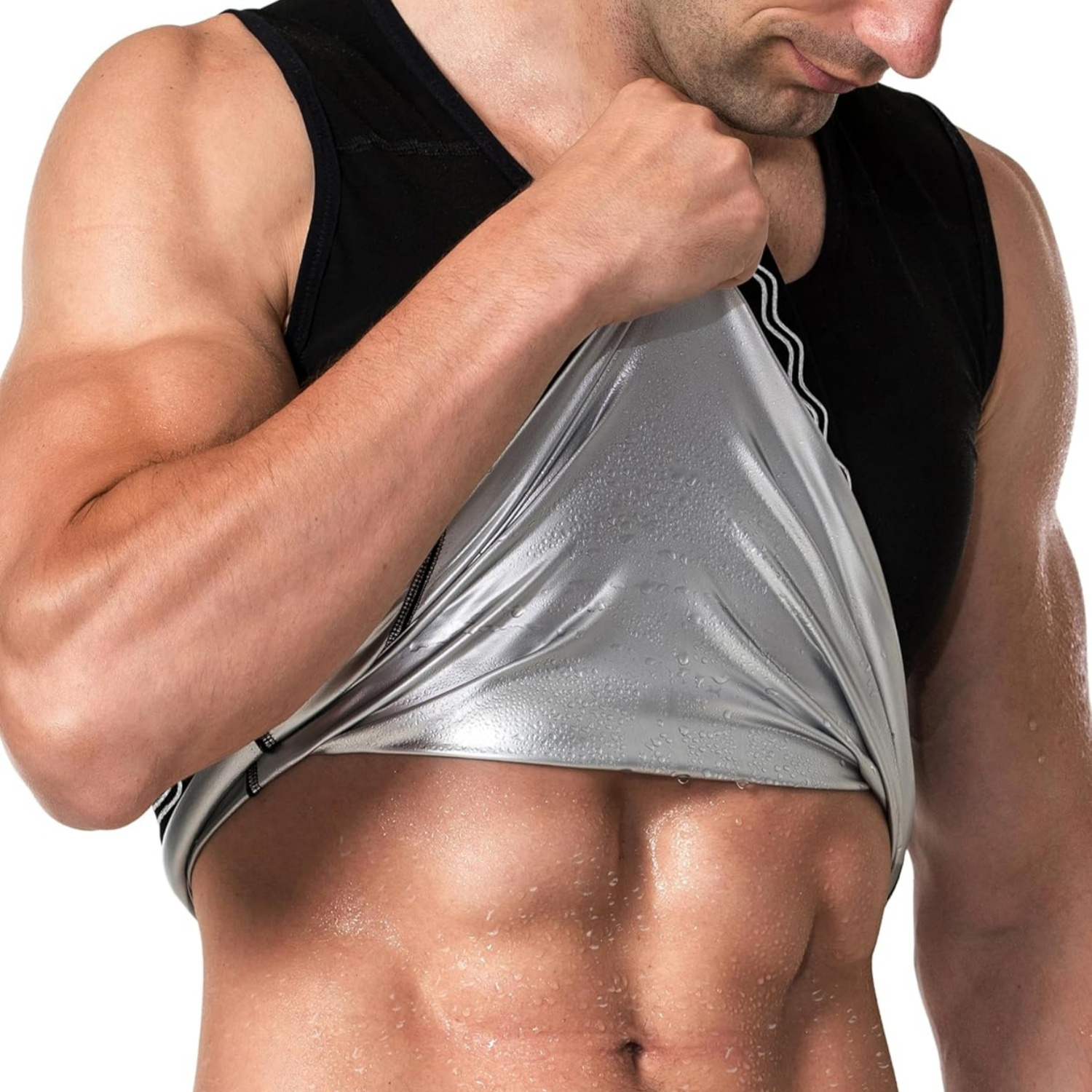 Mens Fashion Vest - 1pcs Sauna Shirt for Men, Short