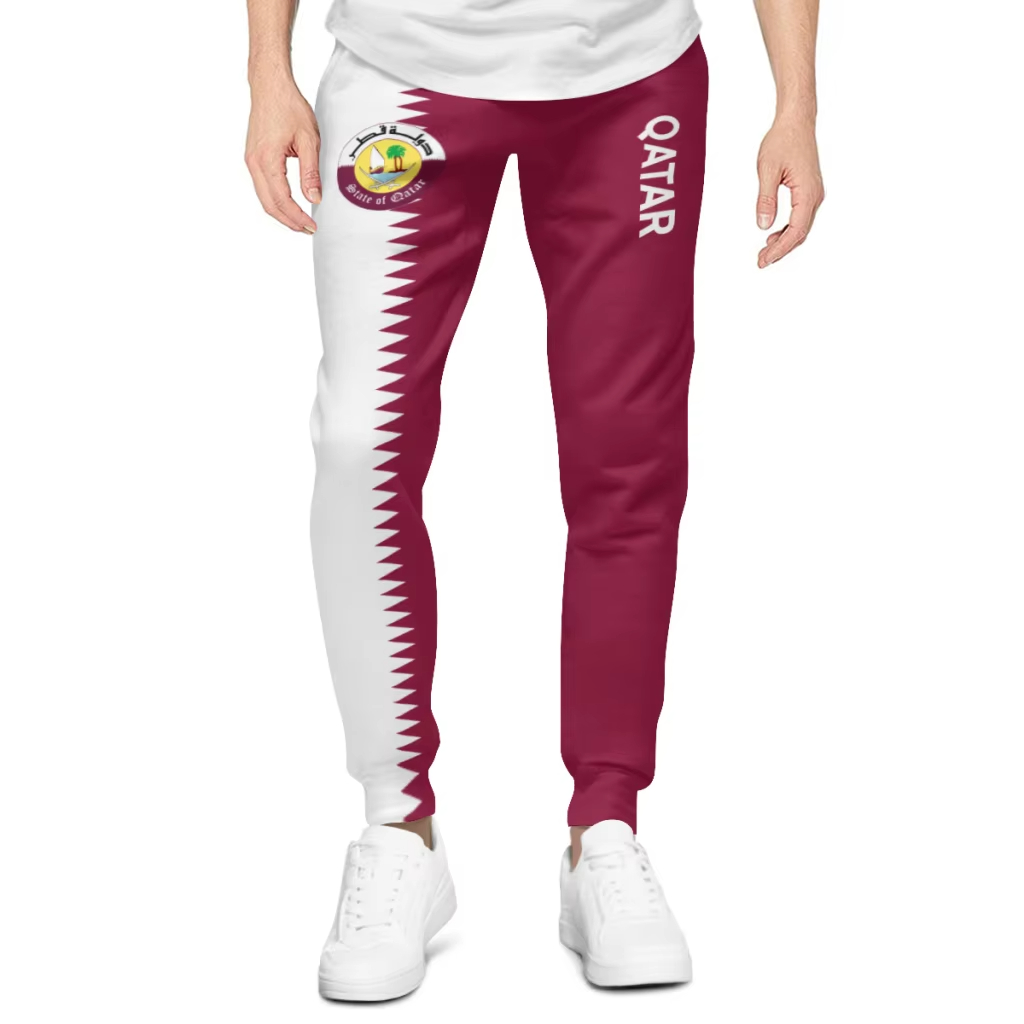 Men'S Fashion Qatar - Qatar National Flag Cuffed Joggers Flag