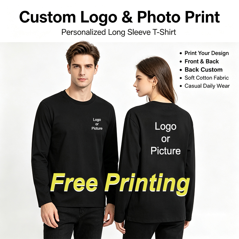 Mens Fashion Summer - Customized Cotton Long Sleeve T-shirts Men