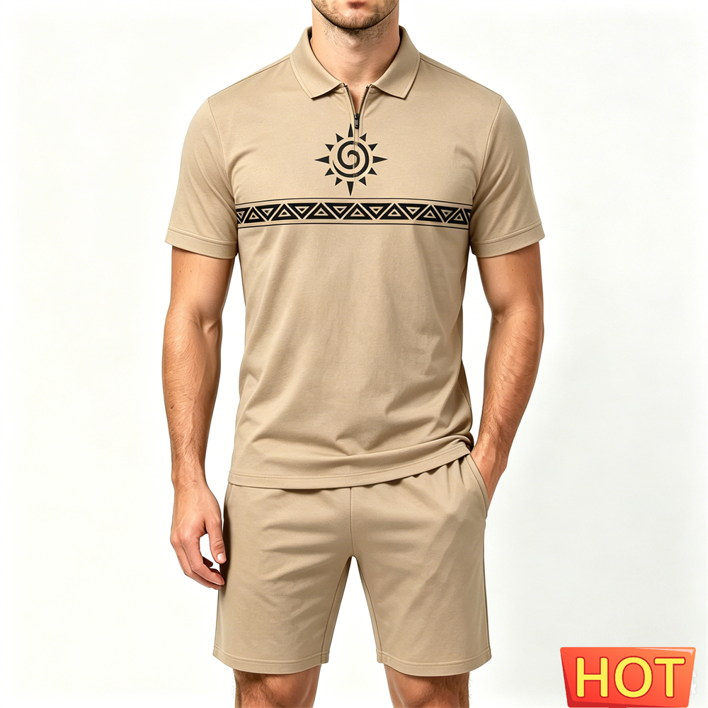 Men'S Fashion Polo - Fashion Zip Polo Shirt Men's Set