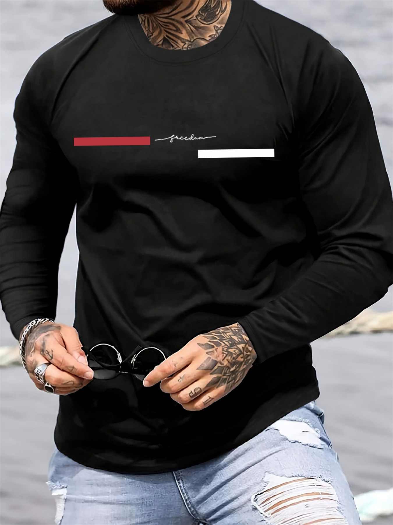 100% pure cotton men's long sl - Mens Fashion Summer avaliação e preço
