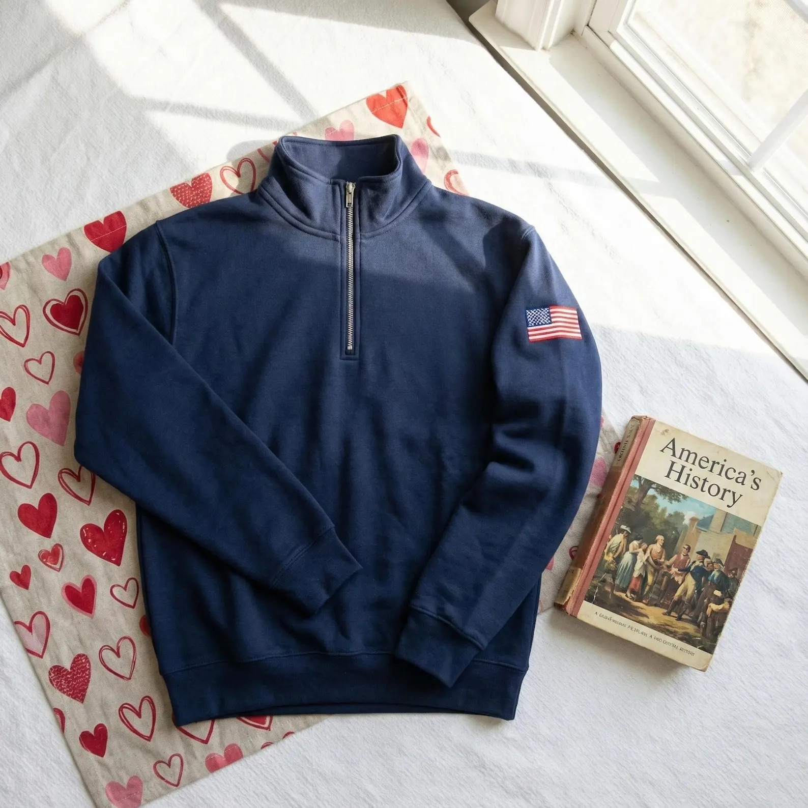Vintage Embroidered Flag Colla - Mens Fashion Quarter Zip avaliação e preço
