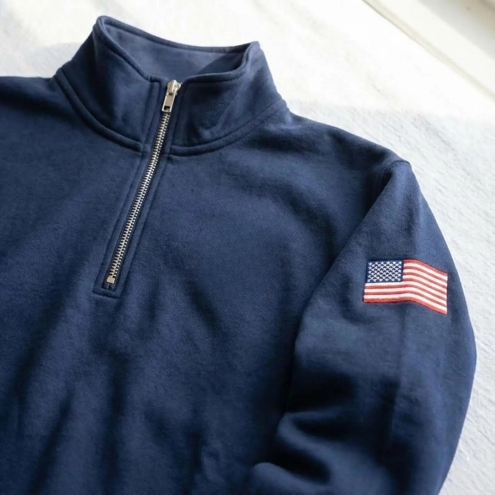 Vintage Embroidered Flag Colla - Mens Fashion Quarter Zip avaliação e preço