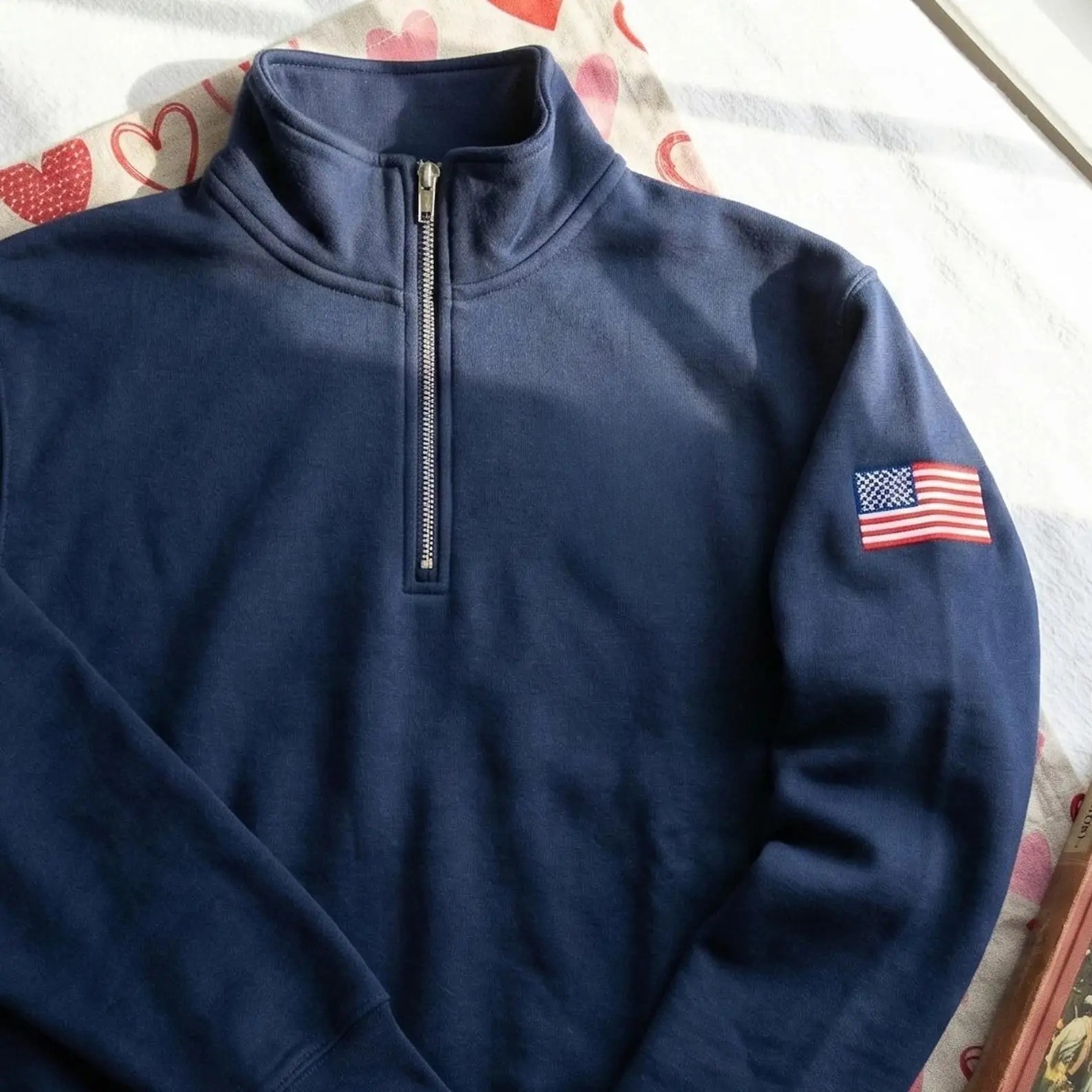 Vintage Embroidered Flag Colla - Mens Fashion Quarter Zip avaliação e preço