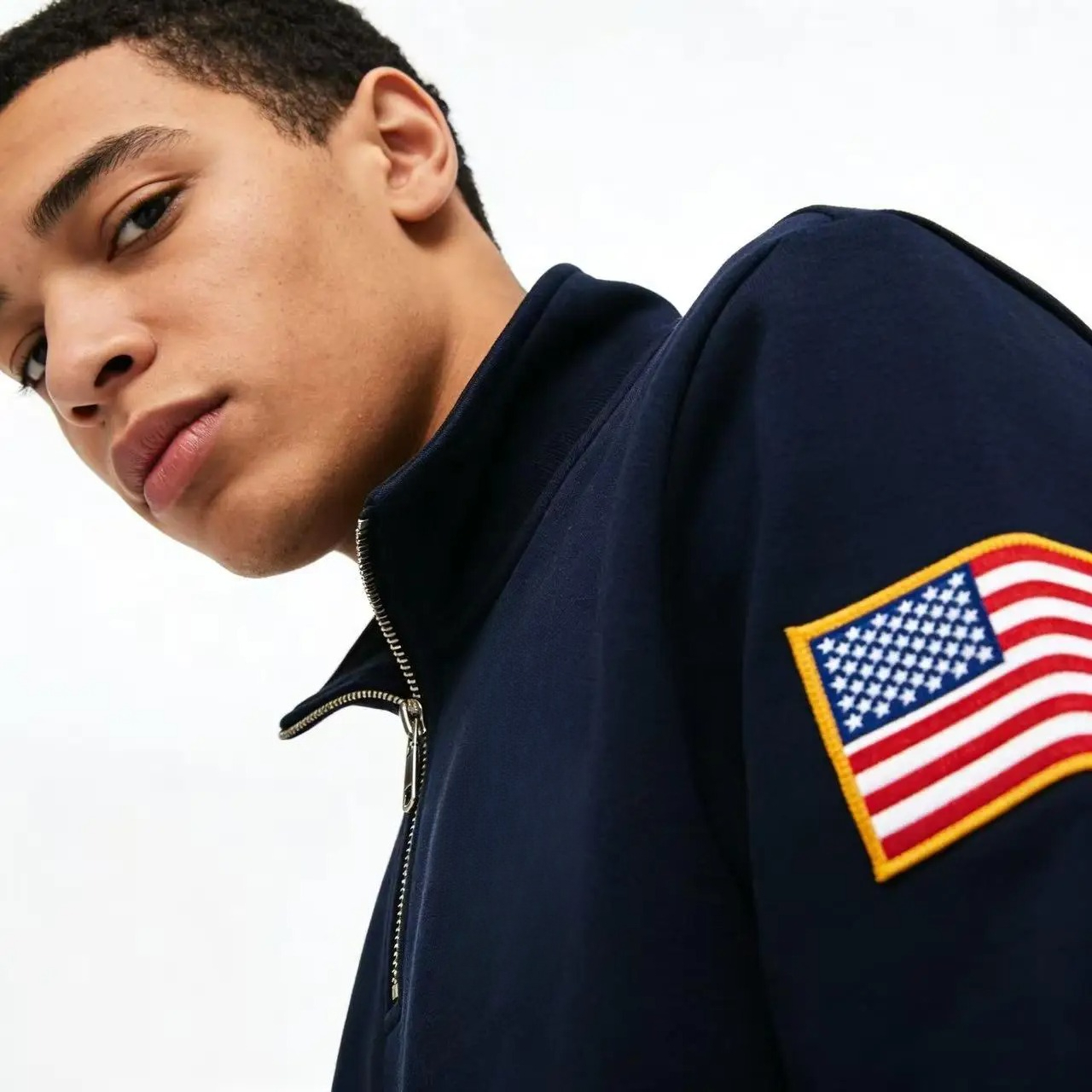 Vintage Embroidered Flag Colla - Mens Fashion Quarter Zip avaliação e preço