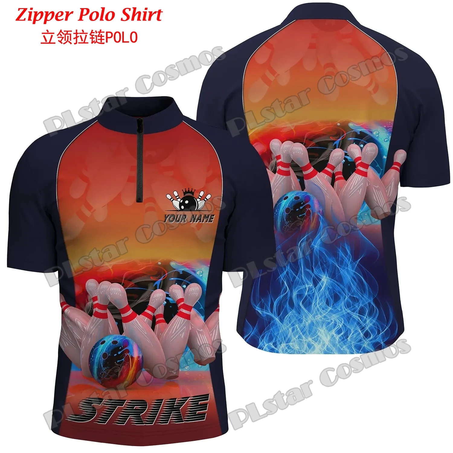Personalized Red Flame Bowling - Mens Fashion Quarter Zip avaliação e preço