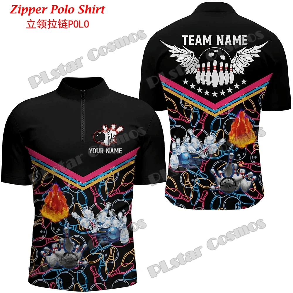 Personalized Red Flame Bowling - Mens Fashion Quarter Zip avaliação e preço