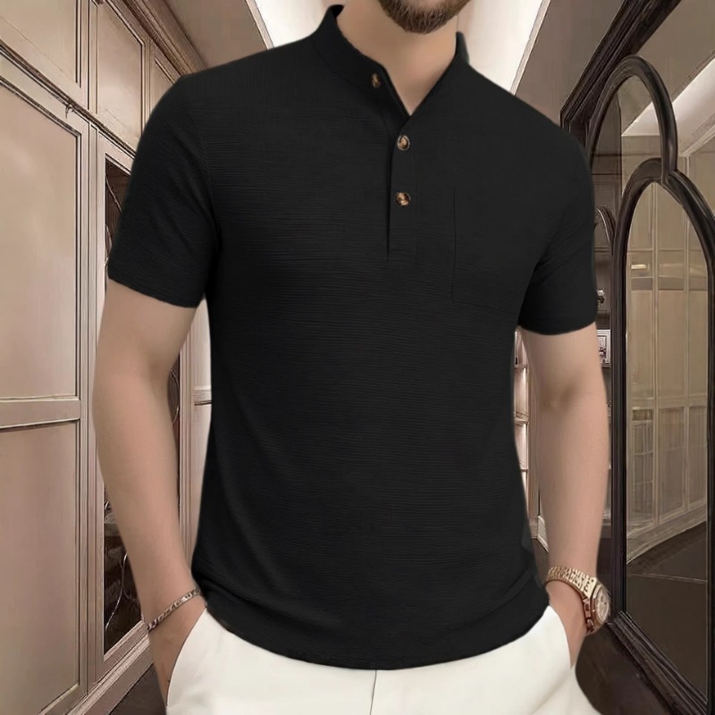 Men's Summer Casual Henley Nec - Mens Fashion Wear avaliação e preço