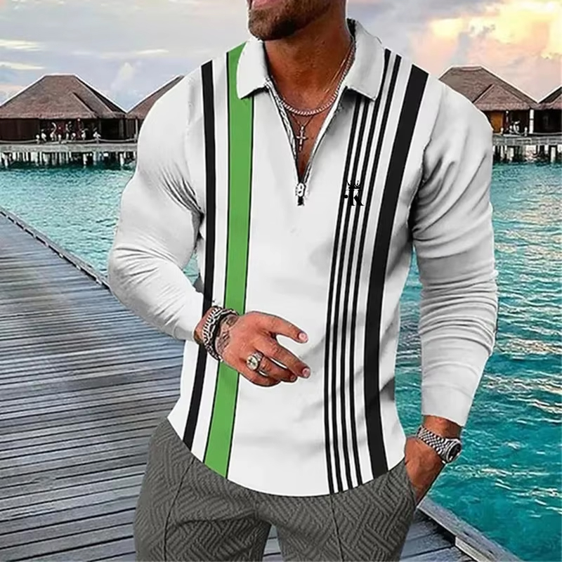Men Polo Shirt Zip Polo Outdoo - Mens Fashion Quarter Zip avaliação e preço