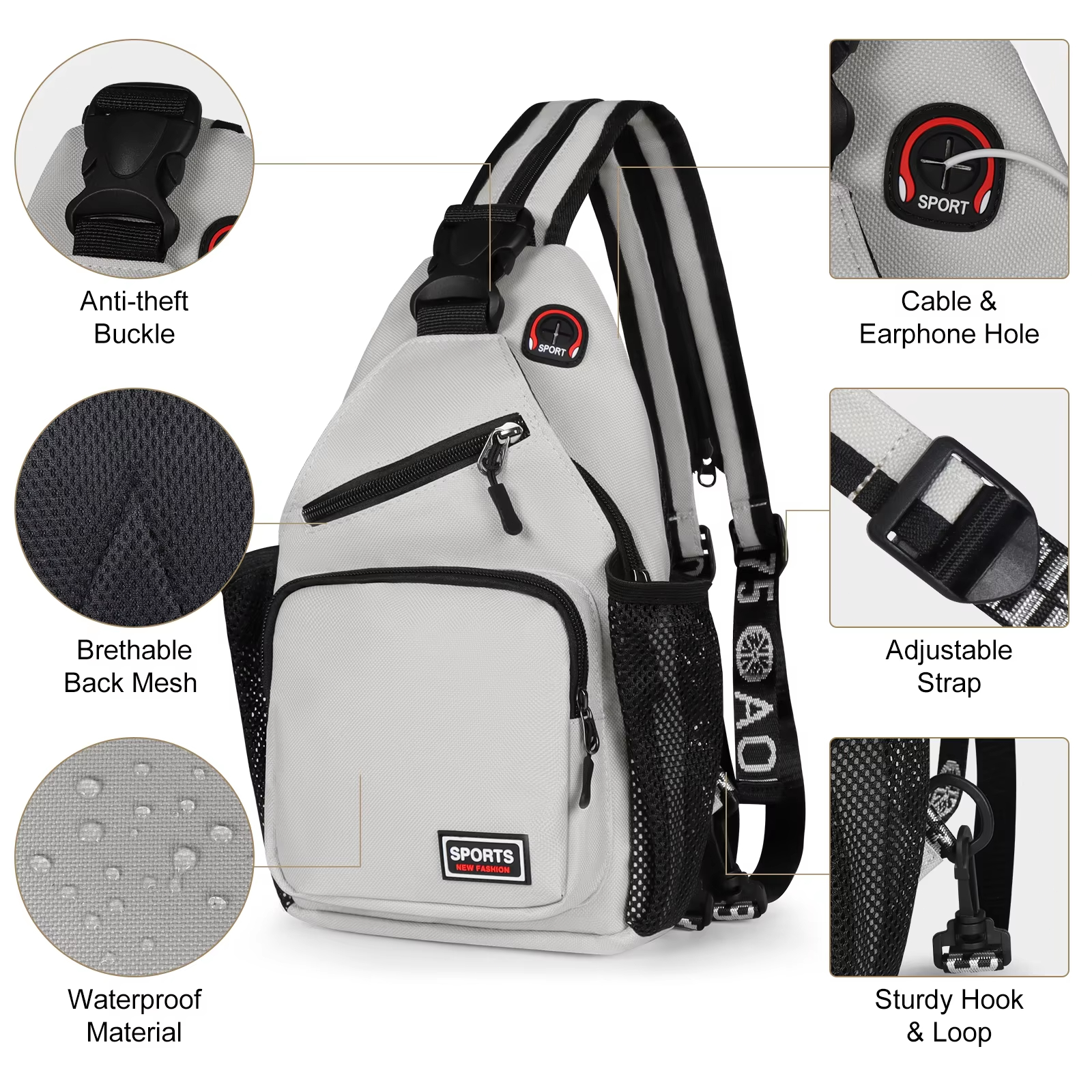 Oxford Chest Bag Men Women Cro - Crossbody Bag Men avaliação e preço