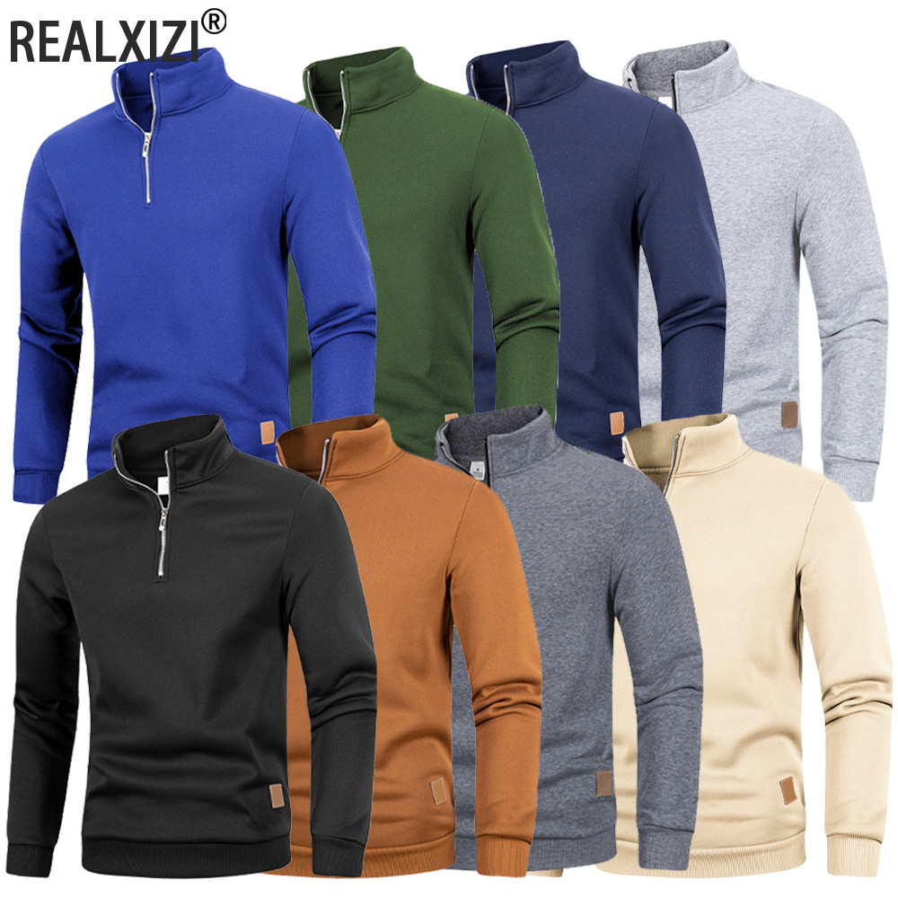 Autumn Men's Half Zipper Stand - Turtleneck Sweater Men avaliação e preço