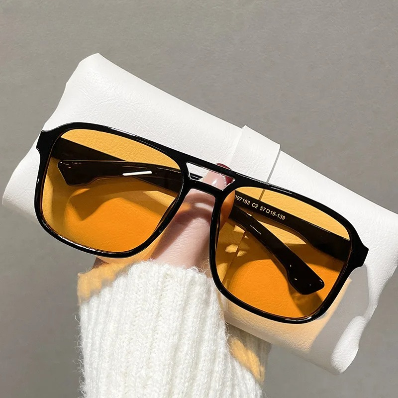Square Double Bridges Sunglass - Yellow Men'S Fashion avaliação e preço