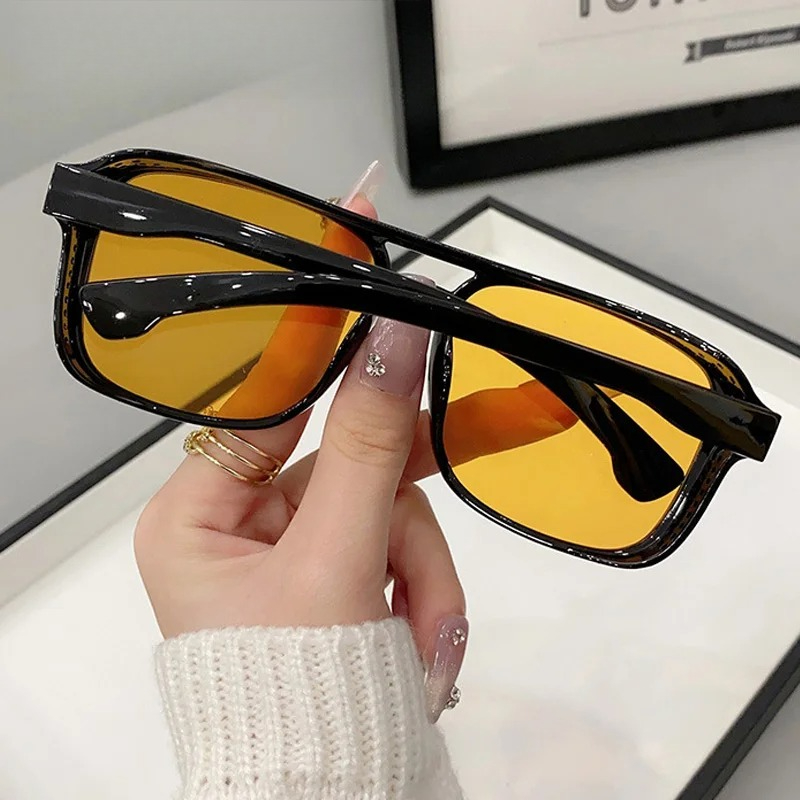 Square Double Bridges Sunglass - Yellow Men'S Fashion avaliação e preço