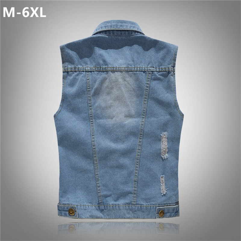 Ripped Denim Waistcoat Men Kor - Men'S Fashion Vest With Jeans avaliação e preço