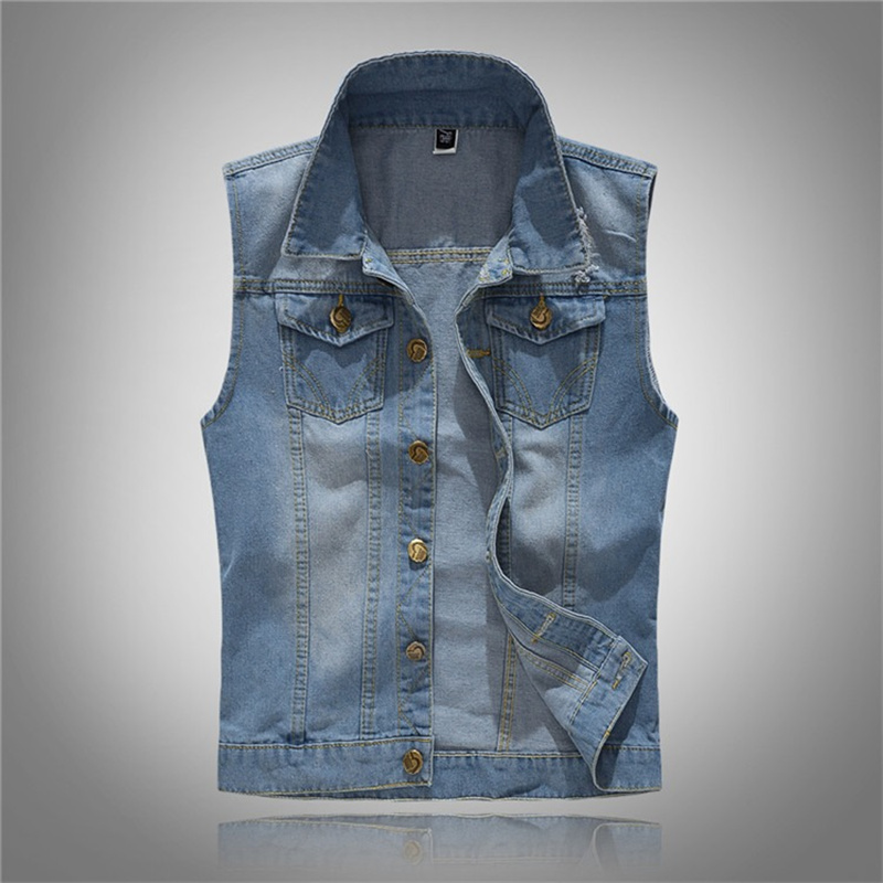 Ripped Denim Waistcoat Men Kor - Men'S Fashion Vest With Jeans avaliação e preço