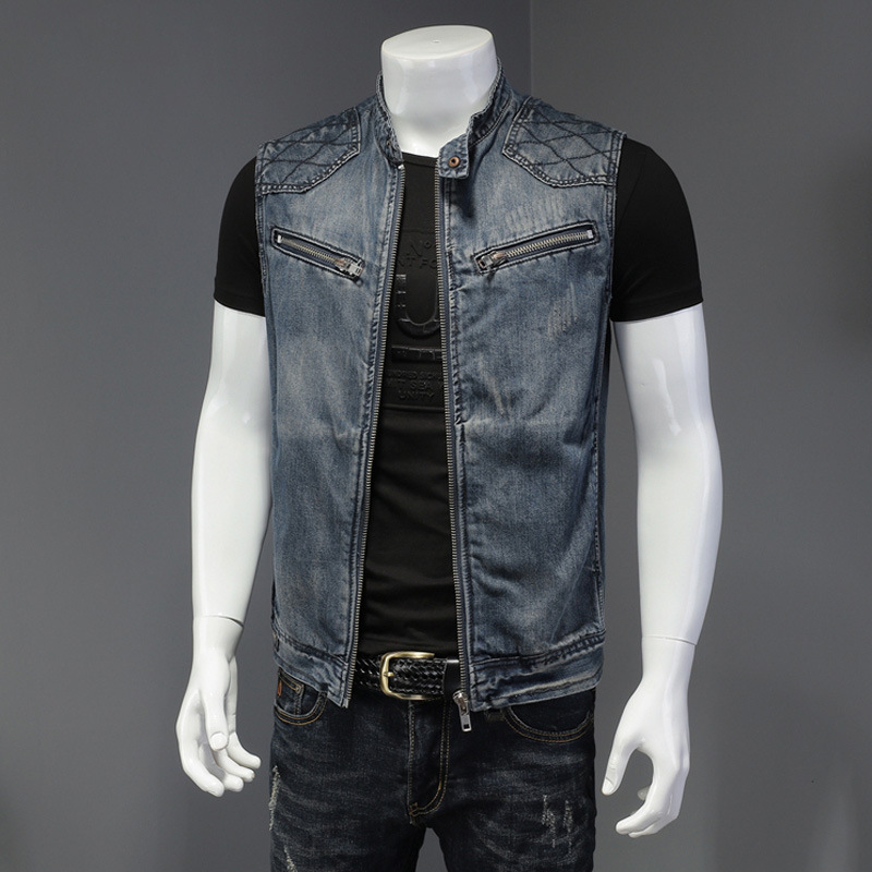 2026 Men Motorcycle Biker Deni - Men'S Fashion Vest With Jeans avaliação e preço