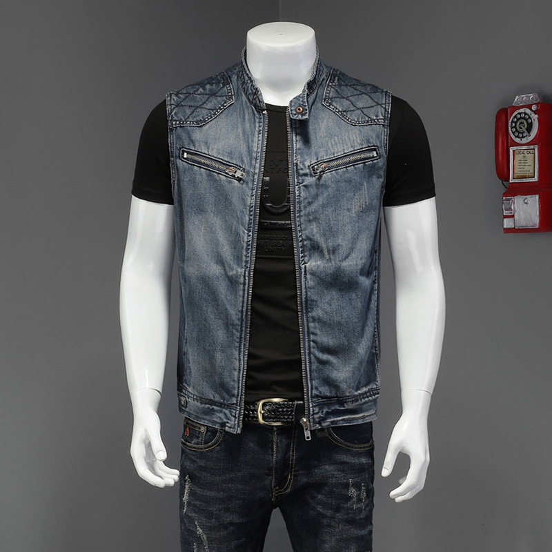 2026 Men Motorcycle Biker Deni - Men'S Fashion Vest With Jeans avaliação e preço