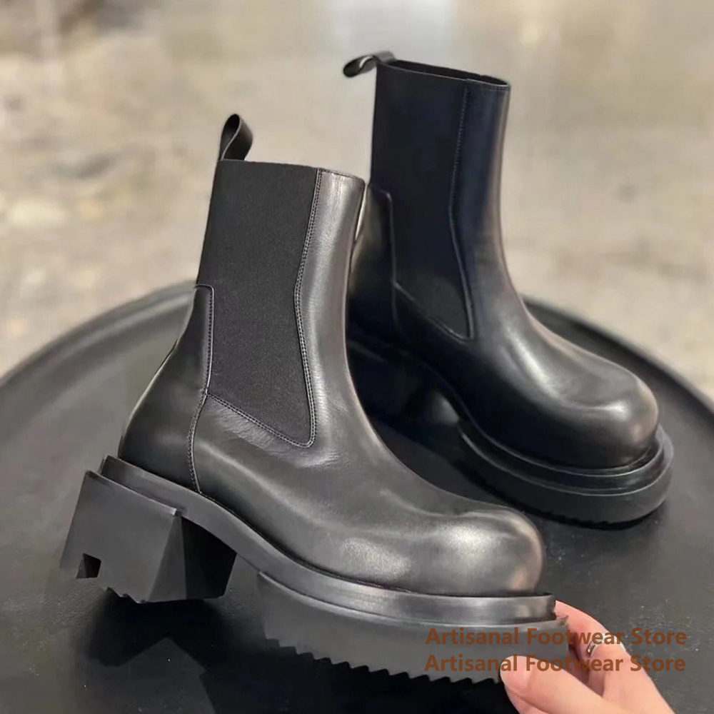 Cowhide Thick-Soled Men's Boot - Mens Fashion Show avaliação e preço