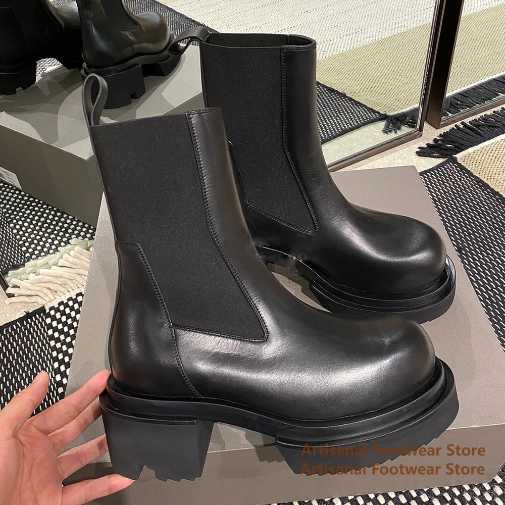 Cowhide Thick-Soled Men's Boot - Mens Fashion Show avaliação e preço