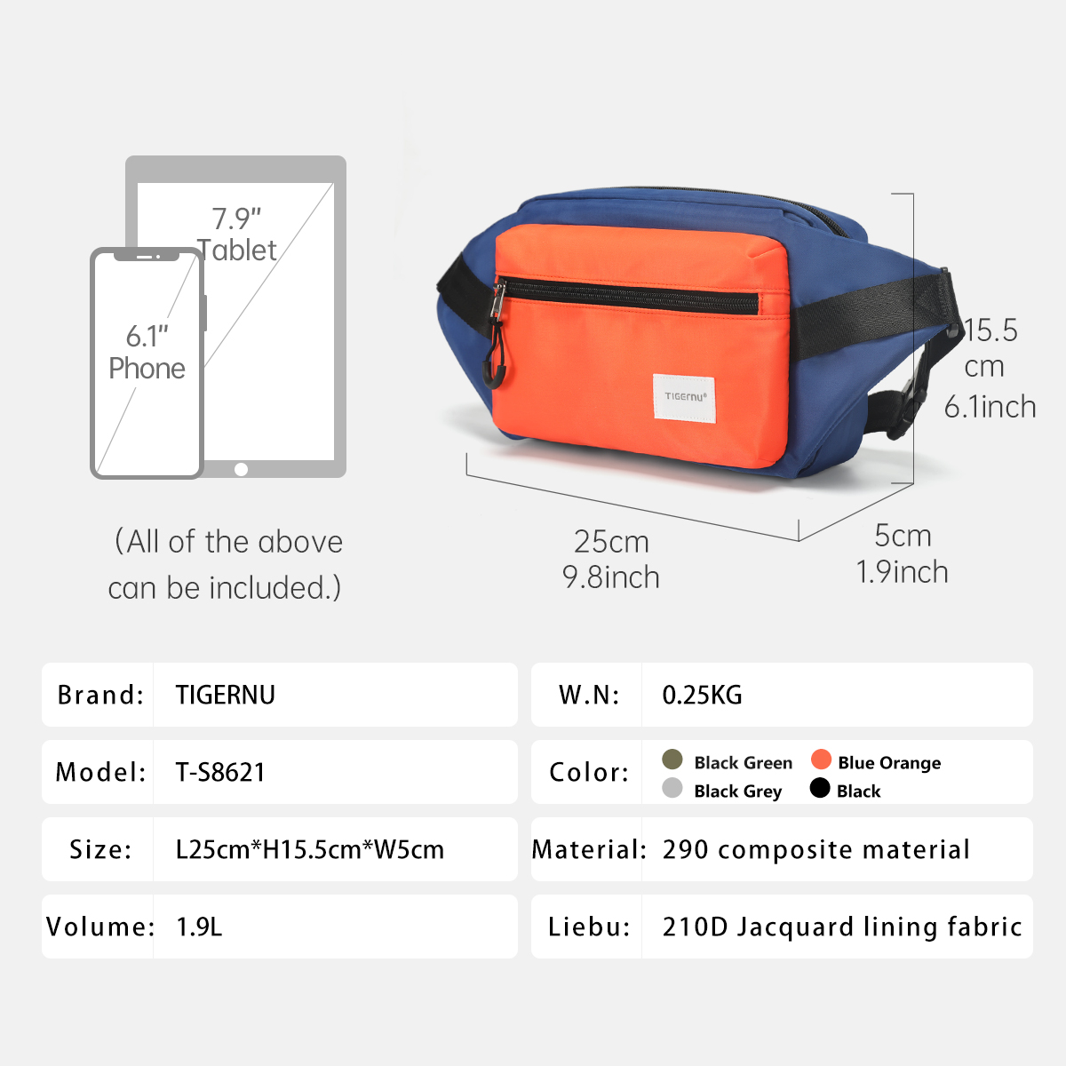 Tigernu  Chest Bag For Men 7.9 - Crossbody Bag Men avaliação e preço