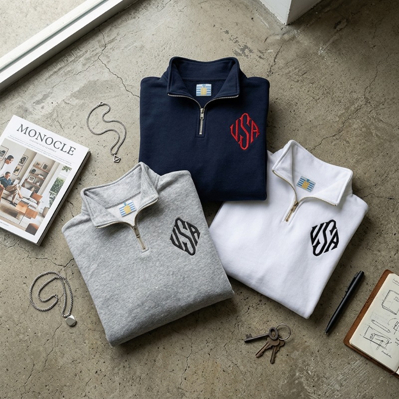 Quarter Zip Sweatshirt Y2K Nav - Mens Fashion Quarter Zip avaliação e preço