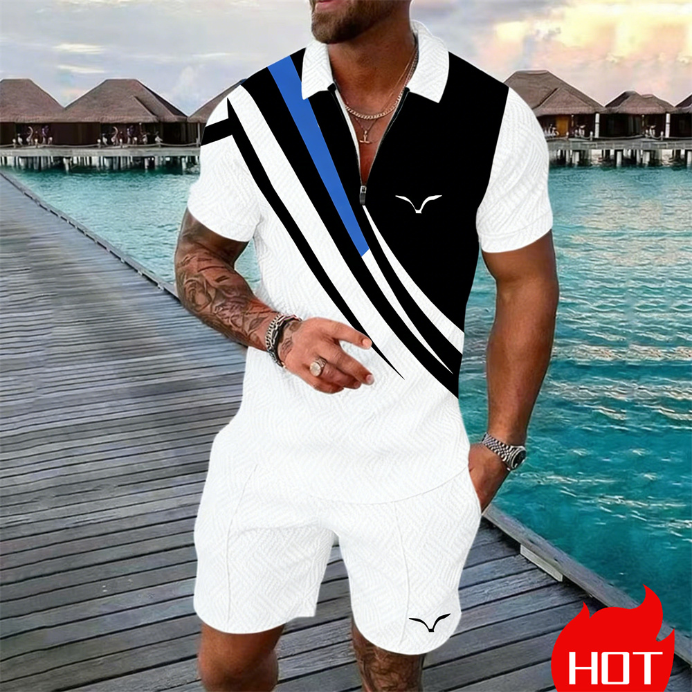 Summer Set Stripe Y2k Clothing - Men'S Fashion Polo avaliação e preço