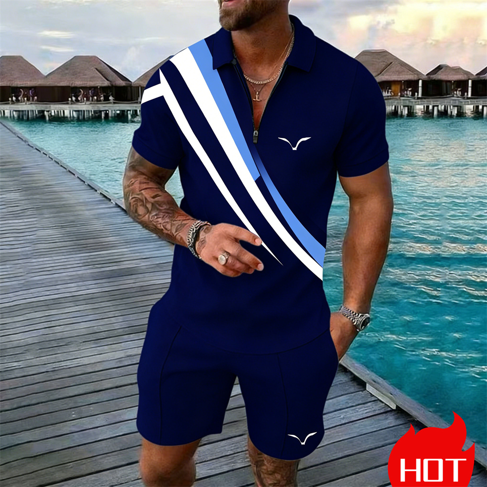 Summer Set Stripe Y2k Clothing - Men'S Fashion Polo avaliação e preço