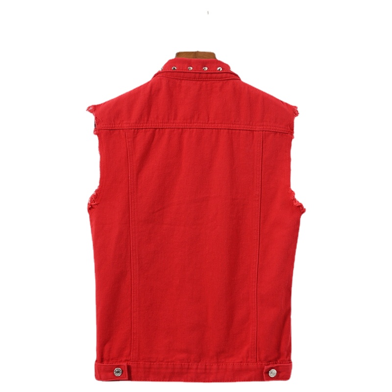 Men Rivet Punk Style Denim Ves - Men'S Fashion Vest With Jeans avaliação e preço