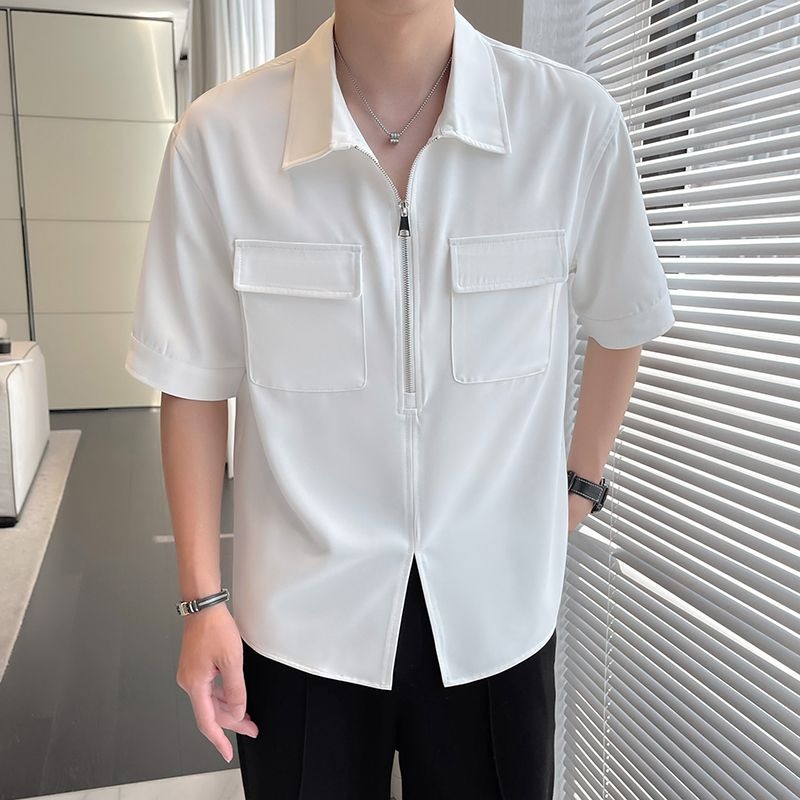 Mens Polo Shirts Korean Fashio - Mens Fashion Quarter Zip avaliação e preço