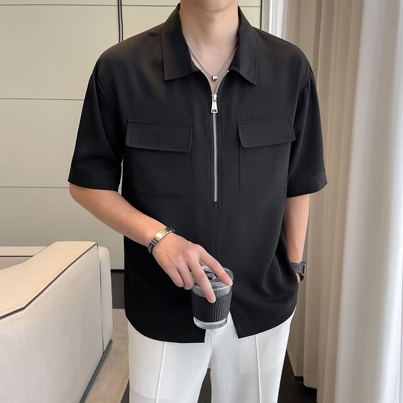 Mens Polo Shirts Korean Fashio - Mens Fashion Quarter Zip avaliação e preço