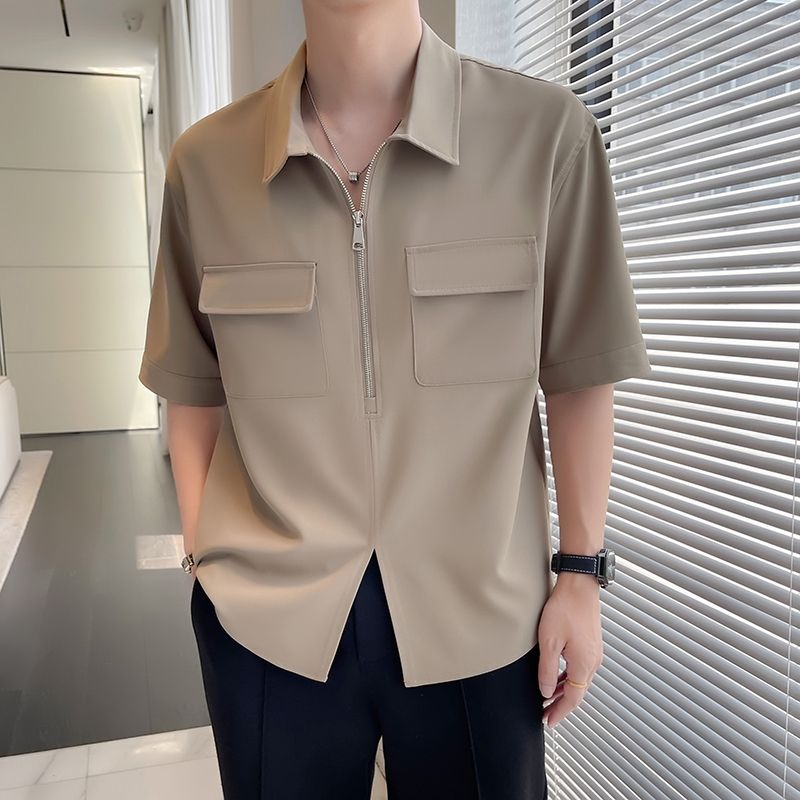 Mens Polo Shirts Korean Fashio - Mens Fashion Quarter Zip avaliação e preço