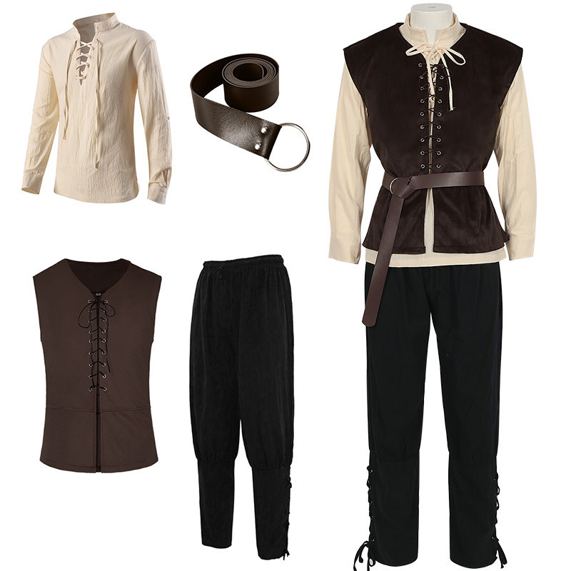 4 Pcs Men's Halloween Renaissa - Mens Fashion Vest avaliação e preço
