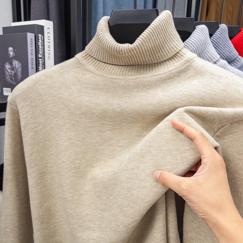 Autumn Mens High Quality Knitt - Turtleneck Sweater Men avaliação e preço