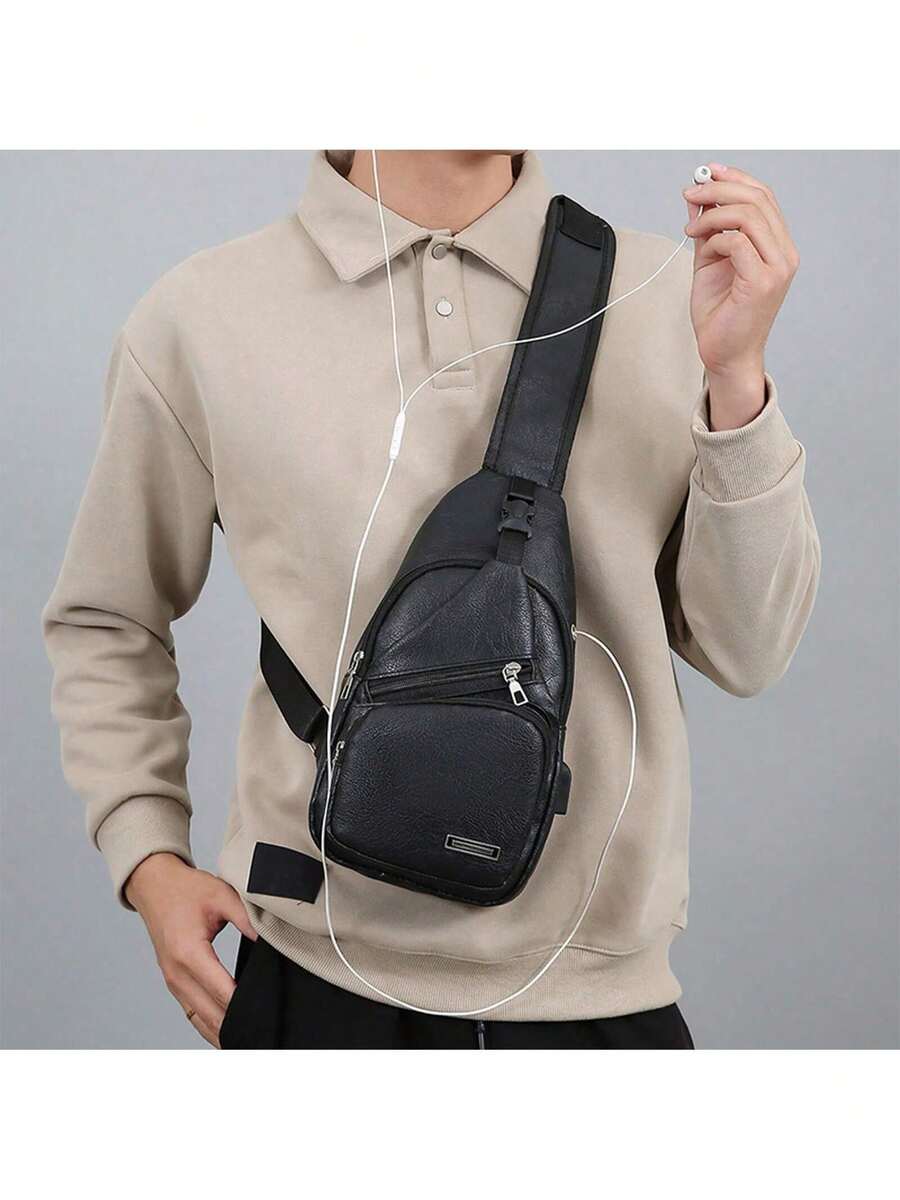 Mens PU Leather Sling Bag With - Crossbody Bag Men avaliação e preço