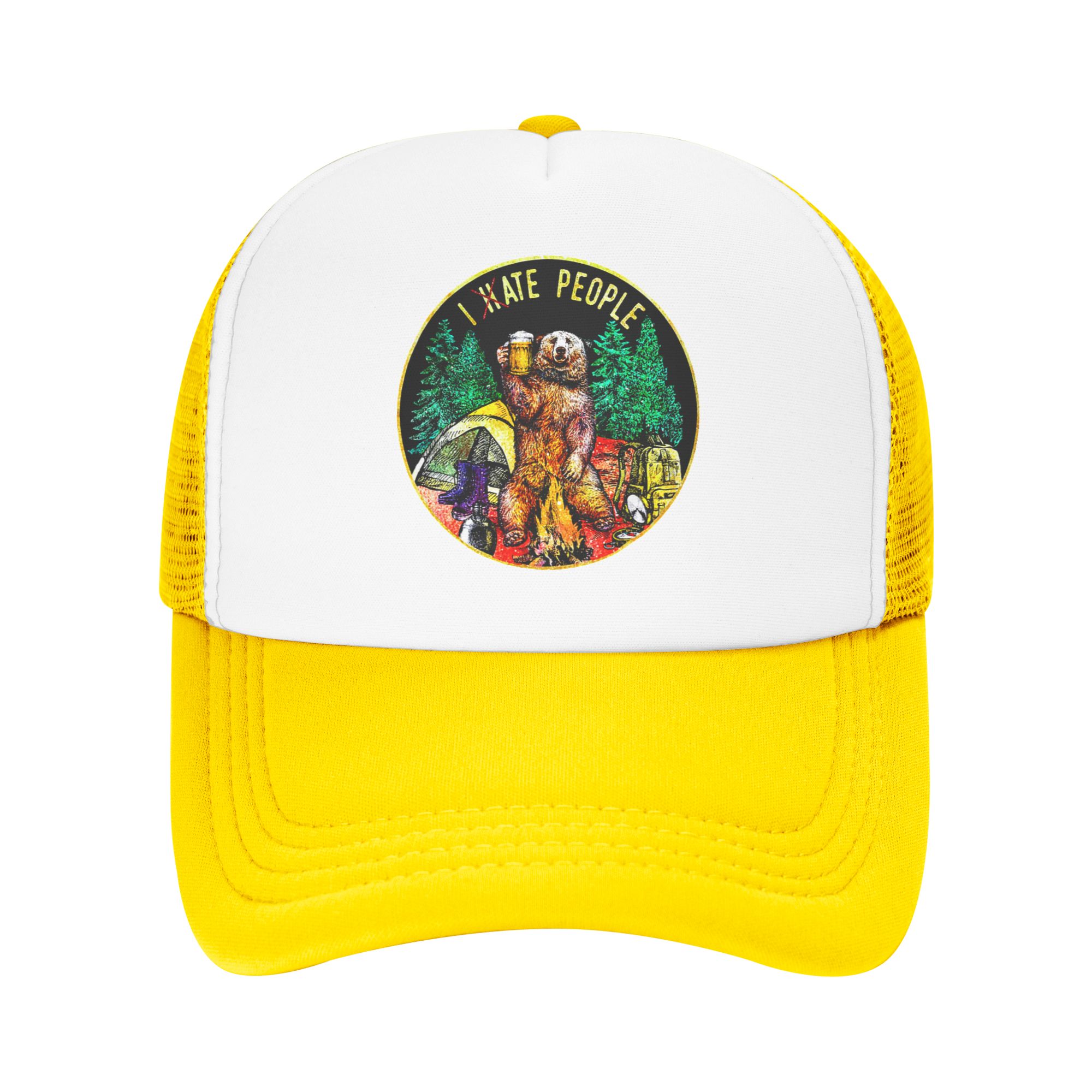 I Hate People Bear Camping Bas - Trucker Hat Cap avaliação e preço