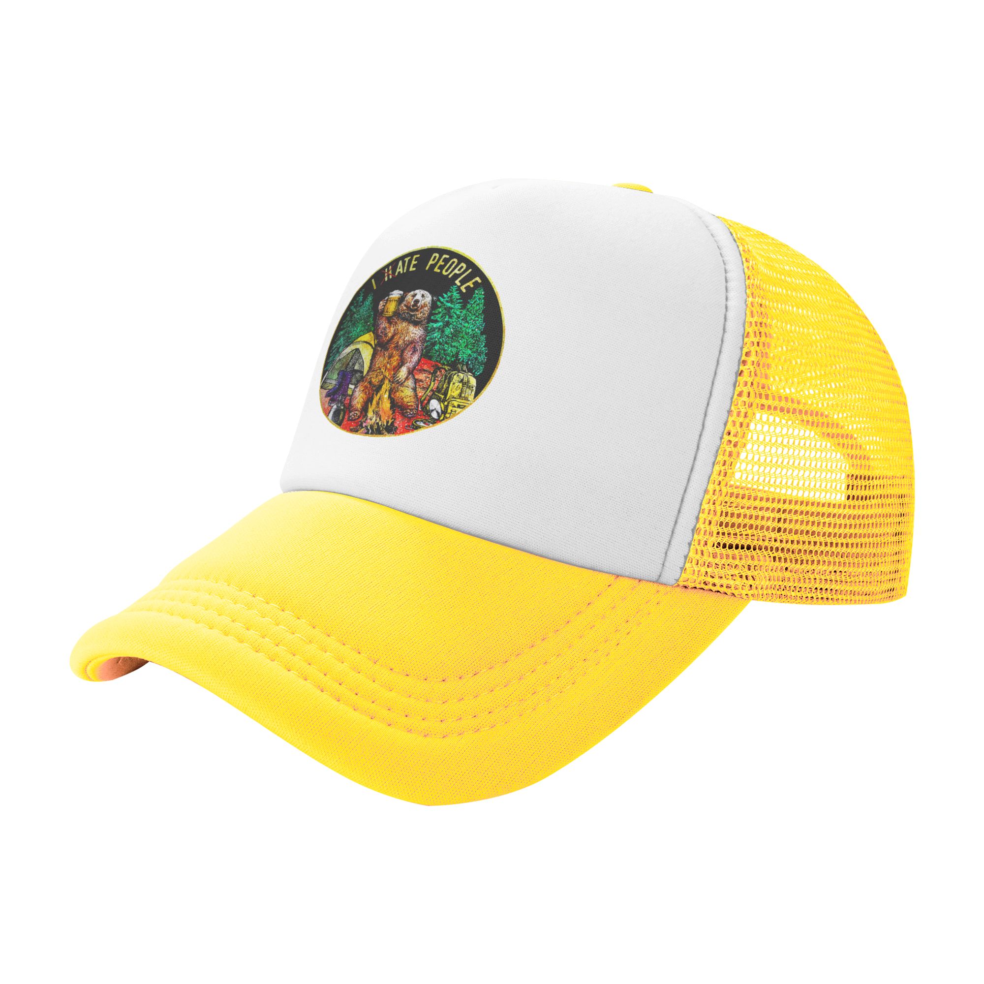 I Hate People Bear Camping Bas - Trucker Hat Cap avaliação e preço