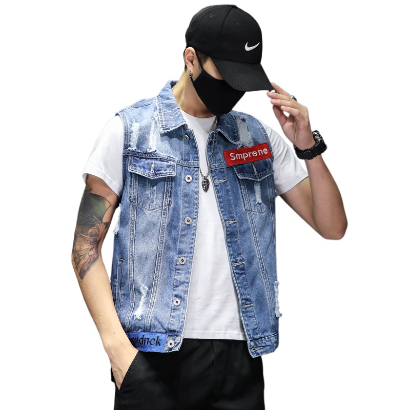 New Fashion Men Blue Denim Ves - Men'S Fashion Vest With Jeans avaliação e preço
