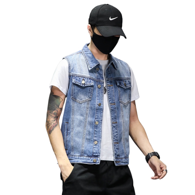 New Fashion Men Blue Denim Ves - Men'S Fashion Vest With Jeans avaliação e preço