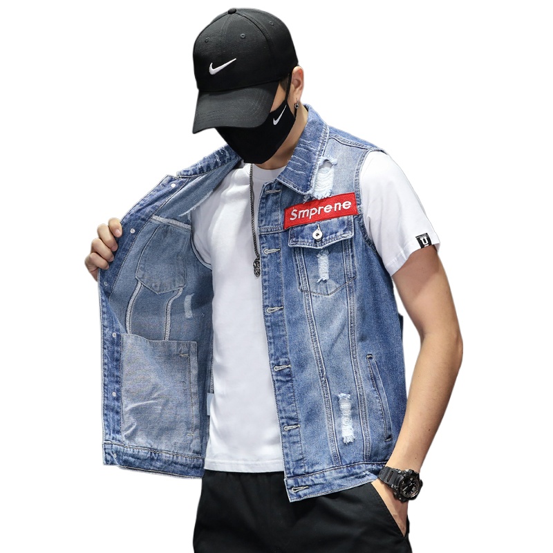 New Fashion Men Blue Denim Ves - Men'S Fashion Vest With Jeans avaliação e preço