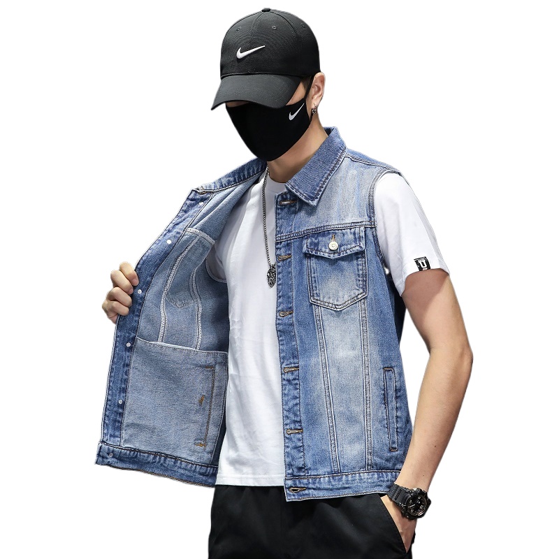 New Fashion Men Blue Denim Ves - Men'S Fashion Vest With Jeans avaliação e preço