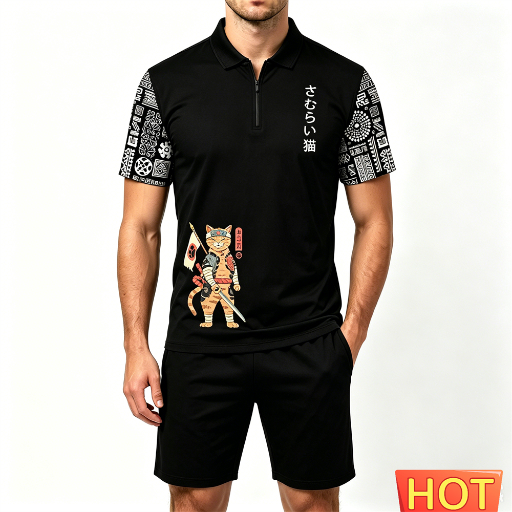 Summer Men's Sets Fashion Zip  - Men'S Fashion Polo avaliação e preço