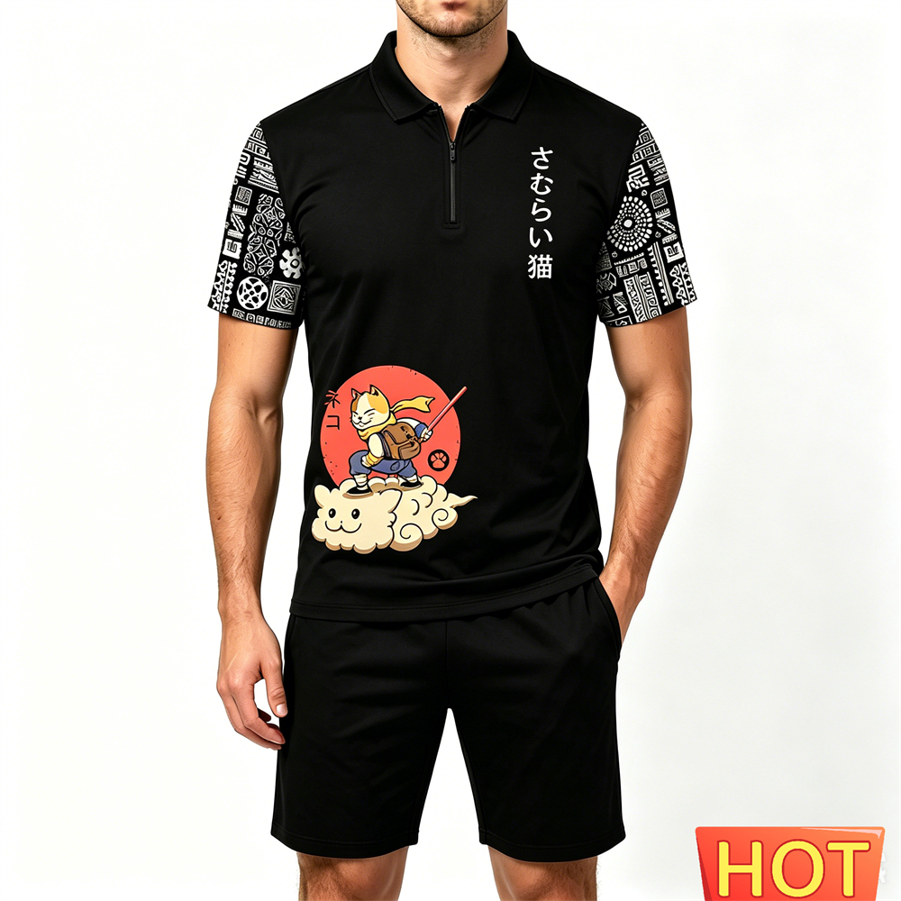 Summer Men's Sets Fashion Zip  - Men'S Fashion Polo avaliação e preço