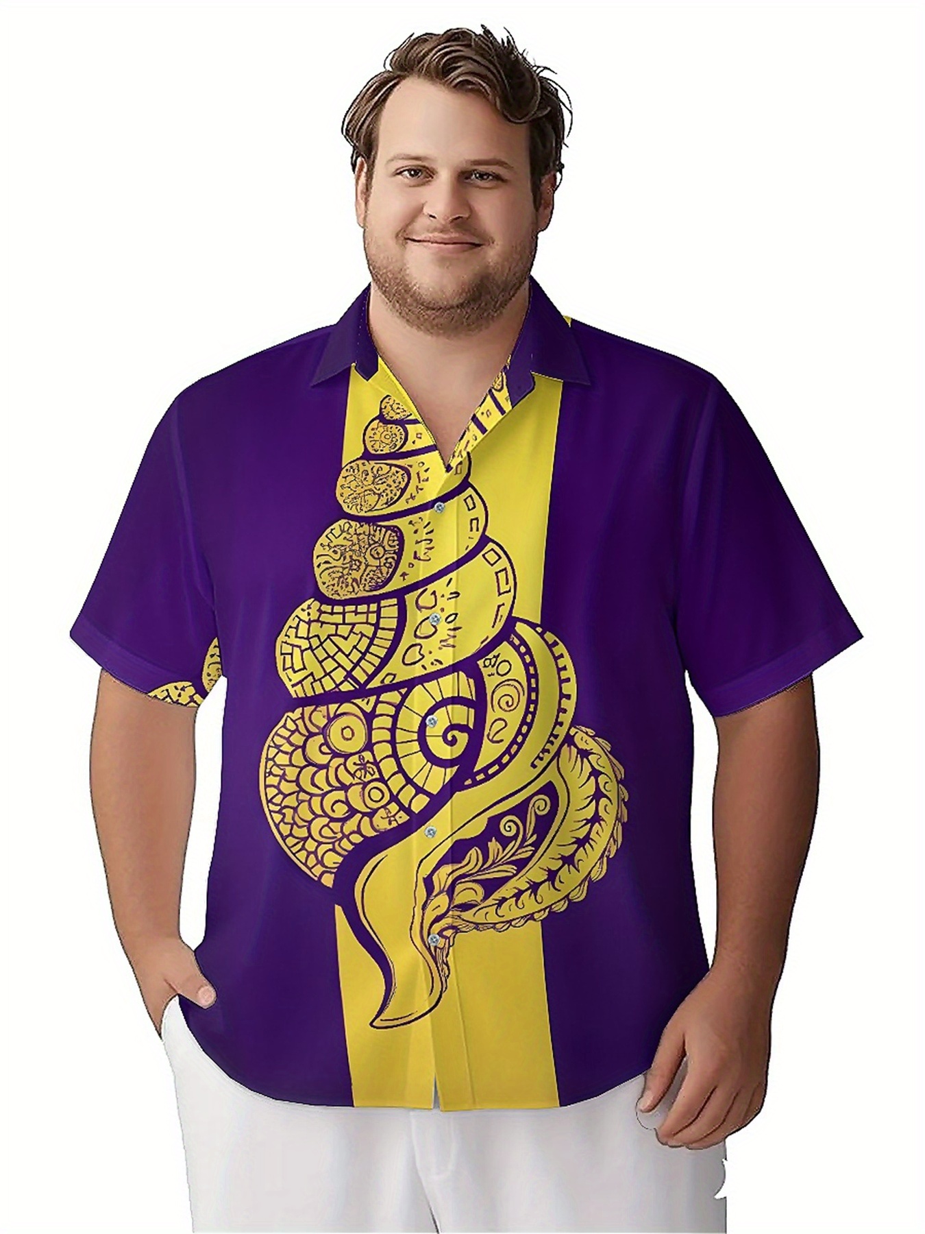 Men's Plus Size Hawaiian Shirt - Yellow Men'S Fashion avaliação e preço