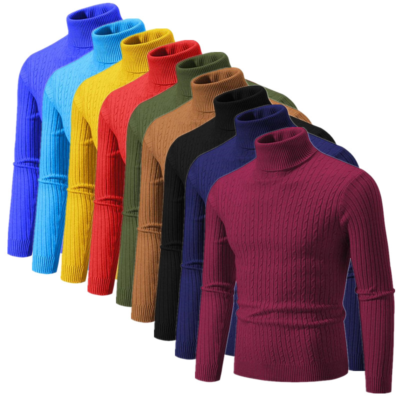 2025 New Men Solid Colour Turt - Turtleneck Sweater Men avaliação e preço