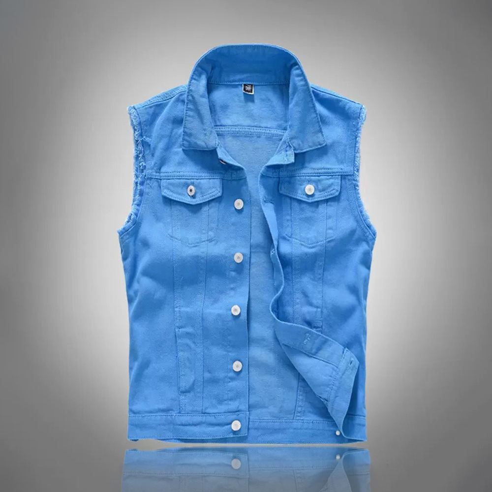New Fashion Men Blue Casual De - Men'S Fashion Vest With Jeans avaliação e preço