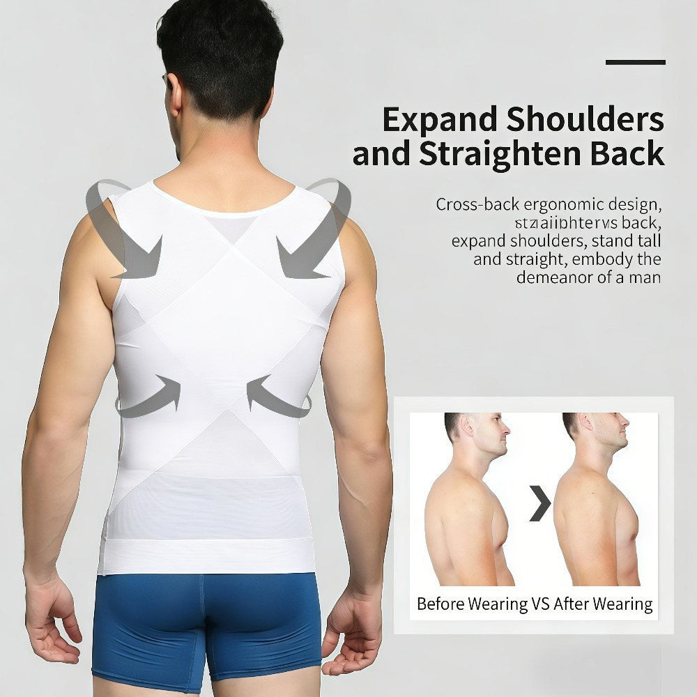 Sleeveless Body Shaper Vest fo - Mens Fashion Vest avaliação e preço
