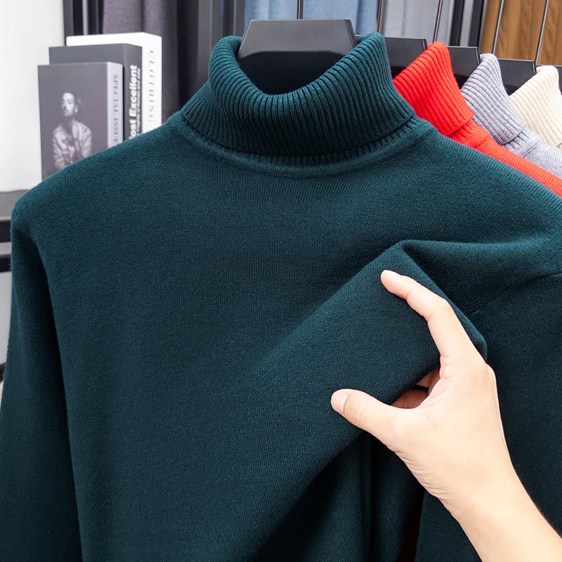 Autumn Mens High Quality Knitt - Turtleneck Sweater Men avaliação e preço