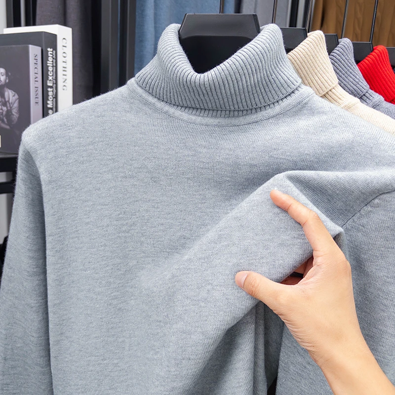 Autumn Mens High Quality Knitt - Turtleneck Sweater Men avaliação e preço