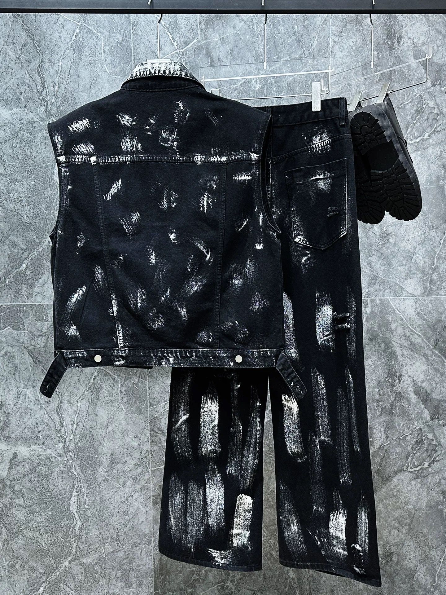 Men's Ripped Jeans Two-piece S - Men'S Fashion Vest With Jeans avaliação e preço