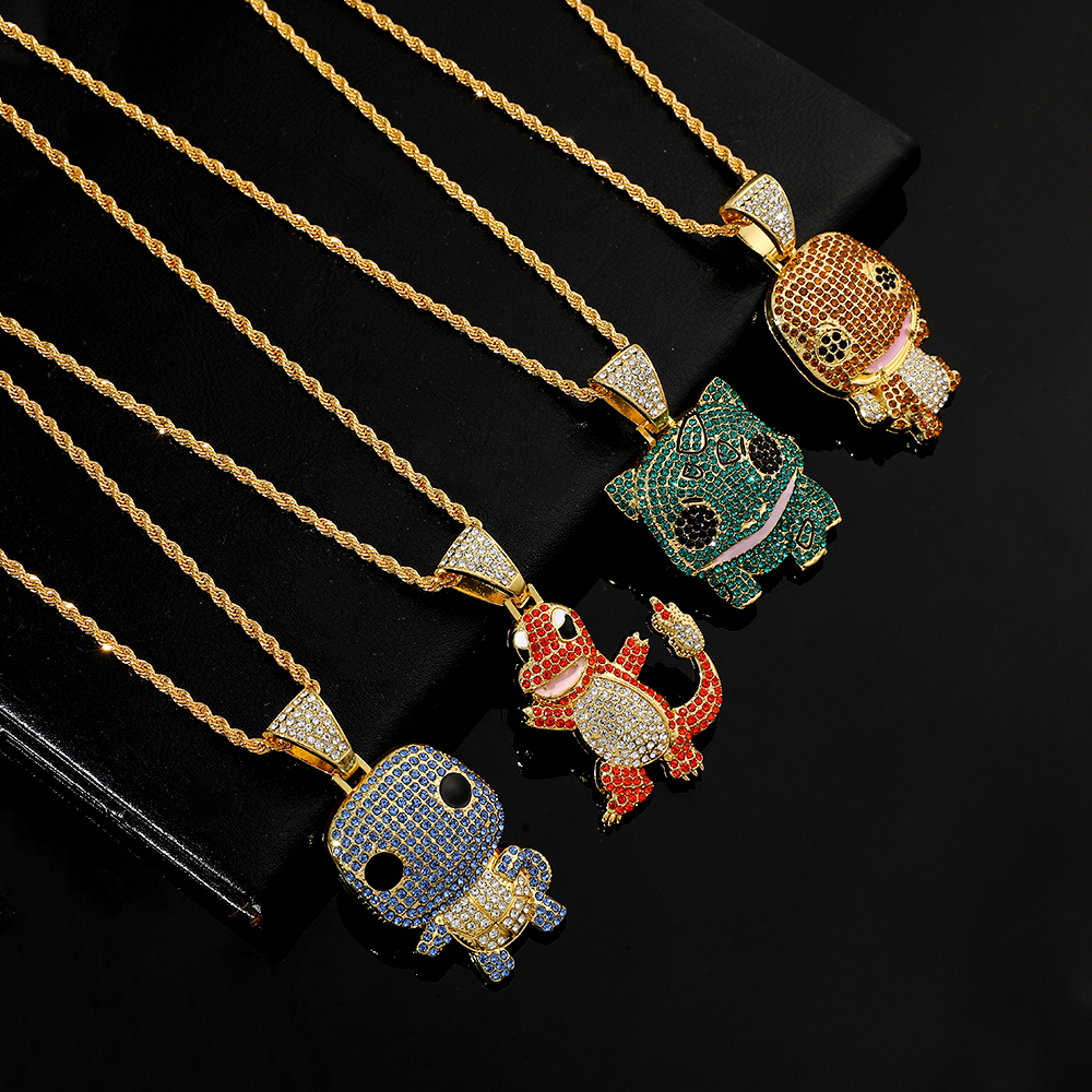 Diamond Studded Squirtle Neckl - Mens Fashion Show avaliação e preço